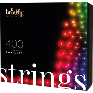 Светодиодная Smart LED гирлянда Twinkly Strings RGB 400, BT+WiFi, Gen II, IP44 кабель черный (TWS400STP-BEU)+ Подарок шар с подсветкой