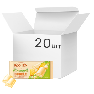 Упаковка шоколаду Roshen зі смаком ананасу пористий білий 80 г х 20 шт (4823077627514) рейтинг