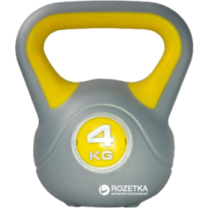 Гиря LiveUp Plastic Kettel Bell 4 кг Grey/Yellow (LS2047-4) ТОП в Кривом Роге