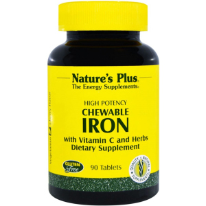 Мінерал Nature's Plus Chewable Iron Залізо з Вітаміном З 90 жувальних таблеток (97467034211) надійний