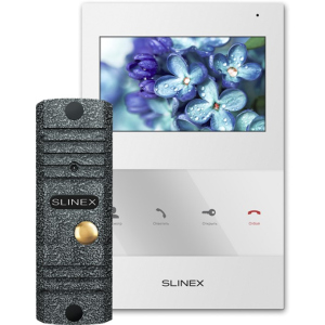 Комплект відеодомофону Slinex SQ-04 White + Виклична панель ML-16НR Grey Antiq (SQ-04(б)+ML-16НR(ант)) ТОП в Кривому Розі